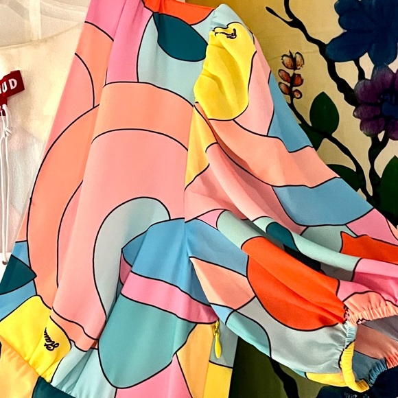 🌺🎉HP🎉🌺 NWT Staud Milla Mini Dress Citrus Kaleidoscope - Picture 11 of 16